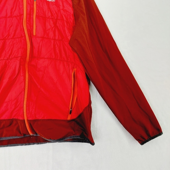 Eddie Bauer Two Tone Red Cozy Soft Fleece and Nylon Puffer Jacket P3685 - Picture 4 of 9